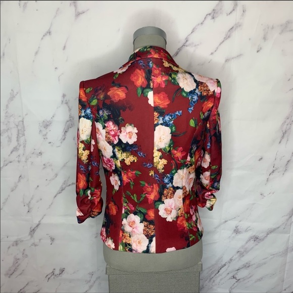 Another Story | Red Floral Button Front Blazer - Picture 3 of 6